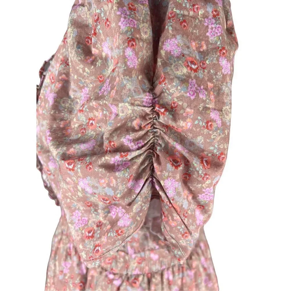 Loveshackfancy Roth mini warm taupe sienna floral ruffle  XL
